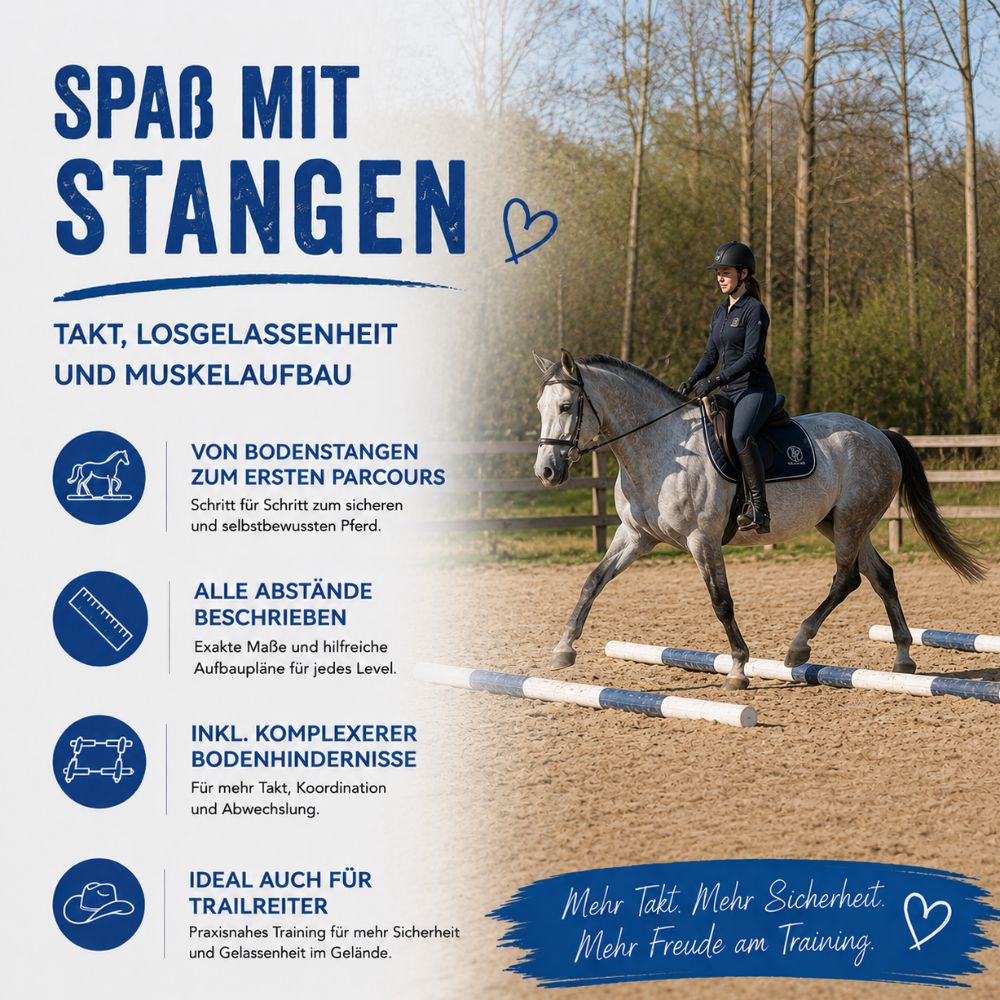 Stangenpaket für Pferde | 50 Übungen mit Stangen & Cavaletti